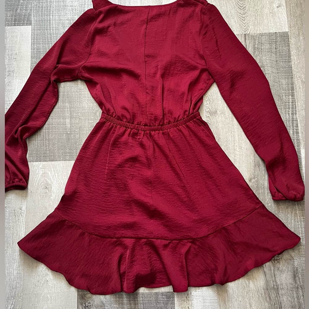 Express Burgundy Ruffle Dress Size XS - Picture 6 of 6